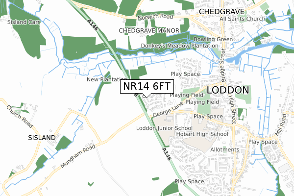 NR14 6FT map - small scale - OS Open Zoomstack (Ordnance Survey) NR14 6FT map - small scale - OS Open Zoomstack (Ordnance Survey)