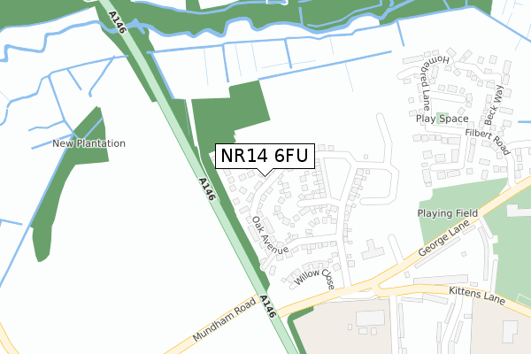 NR14 6FU map - large scale - OS Open Zoomstack (Ordnance Survey) NR14 6FU map - large scale - OS Open Zoomstack (Ordnance Survey)