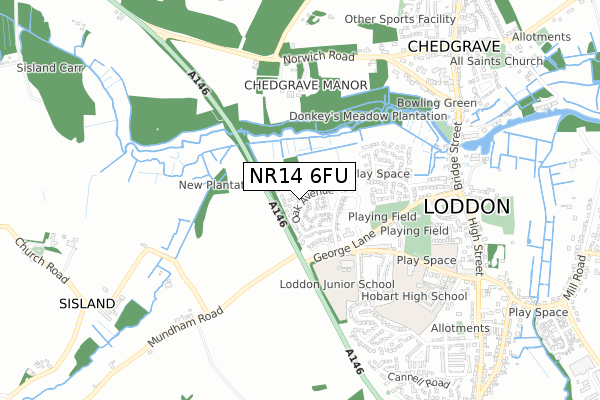 NR14 6FU map - small scale - OS Open Zoomstack (Ordnance Survey) NR14 6FU map - small scale - OS Open Zoomstack (Ordnance Survey)