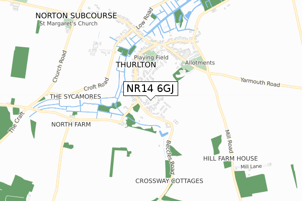NR14 6GJ map - small scale - OS Open Zoomstack (Ordnance Survey) NR14 6GJ map - small scale - OS Open Zoomstack (Ordnance Survey)