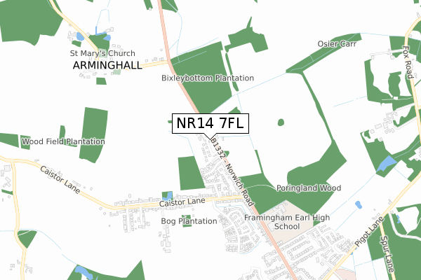 NR14 7FL map - small scale - OS Open Zoomstack (Ordnance Survey) NR14 7FL map - small scale - OS Open Zoomstack (Ordnance Survey)