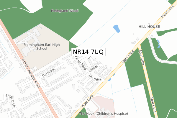 NR14 7UQ map - large scale - OS Open Zoomstack (Ordnance Survey)