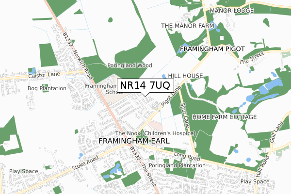 NR14 7UQ map - small scale - OS Open Zoomstack (Ordnance Survey)