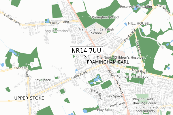 NR14 7UU map - small scale - OS Open Zoomstack (Ordnance Survey) NR14 7UU map - small scale - OS Open Zoomstack (Ordnance Survey)