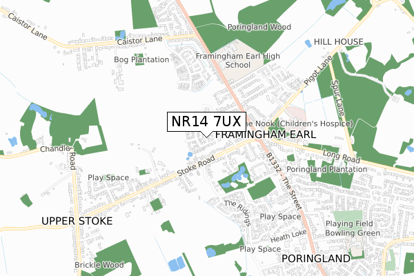 NR14 7UX map - small scale - OS Open Zoomstack (Ordnance Survey) NR14 7UX map - small scale - OS Open Zoomstack (Ordnance Survey)