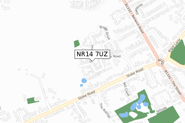 NR14 7UZ map - large scale - OS Open Zoomstack (Ordnance Survey)