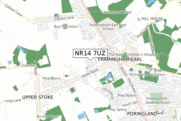 NR14 7UZ map - small scale - OS Open Zoomstack (Ordnance Survey)