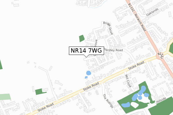 NR14 7WG map - large scale - OS Open Zoomstack (Ordnance Survey)