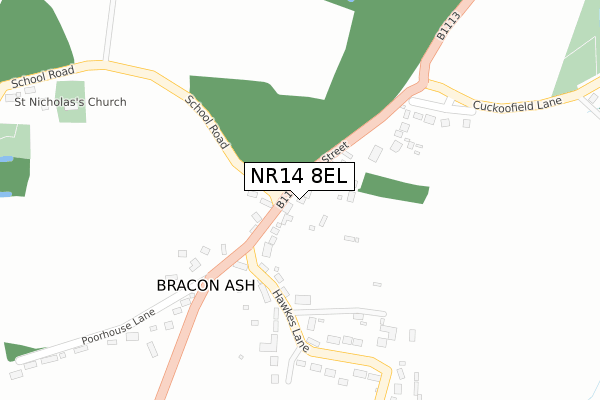 NR14 8EL map - large scale - OS Open Zoomstack (Ordnance Survey)