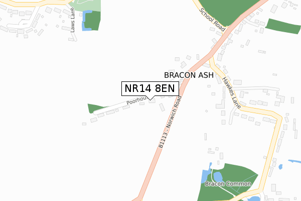 NR14 8EN map - large scale - OS Open Zoomstack (Ordnance Survey)