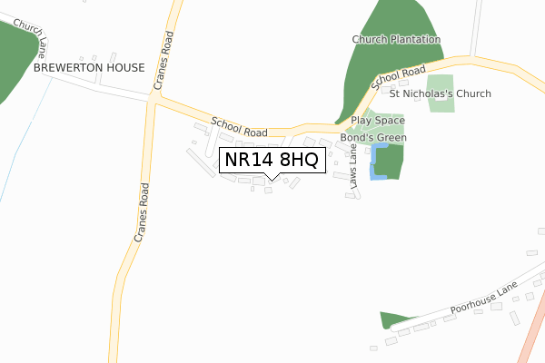 NR14 8HQ map - large scale - OS Open Zoomstack (Ordnance Survey)