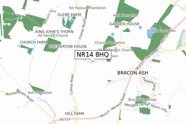 NR14 8HQ map - small scale - OS Open Zoomstack (Ordnance Survey)