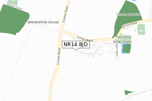 NR14 8JD map - large scale - OS Open Zoomstack (Ordnance Survey)