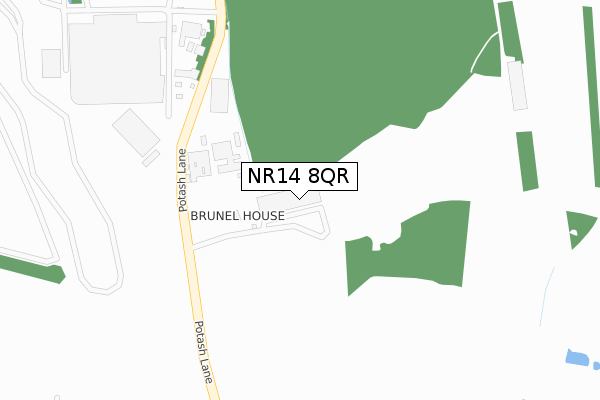 NR14 8QR map - large scale - OS Open Zoomstack (Ordnance Survey)