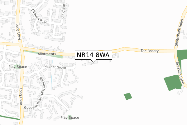 NR14 8WA map - large scale - OS Open Zoomstack (Ordnance Survey)