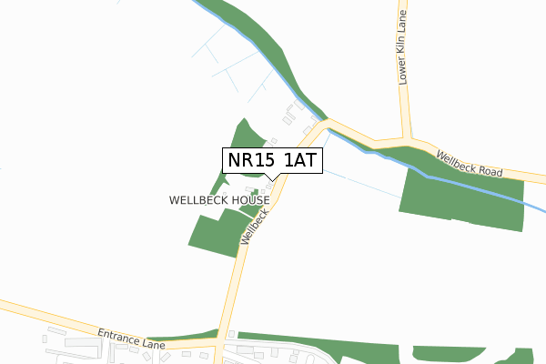 NR15 1AT map - large scale - OS Open Zoomstack (Ordnance Survey)