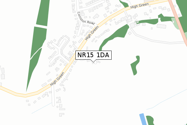 NR15 1DA map - large scale - OS Open Zoomstack (Ordnance Survey)
