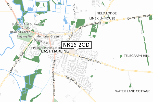 NR16 2GD map - small scale - OS Open Zoomstack (Ordnance Survey)