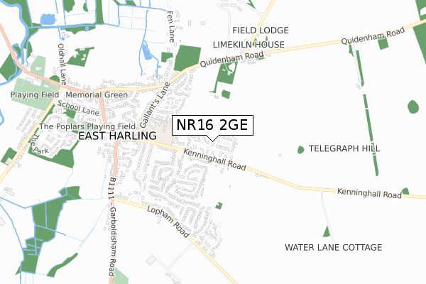 NR16 2GE map - small scale - OS Open Zoomstack (Ordnance Survey)