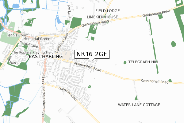 NR16 2GF map - small scale - OS Open Zoomstack (Ordnance Survey)
