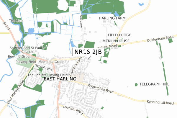 NR16 2JB map - small scale - OS Open Zoomstack (Ordnance Survey)