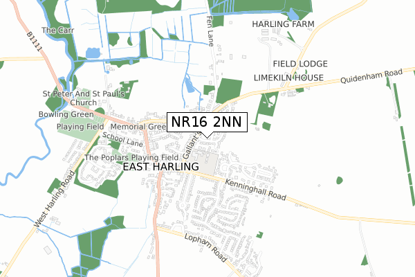 NR16 2NN map - small scale - OS Open Zoomstack (Ordnance Survey)