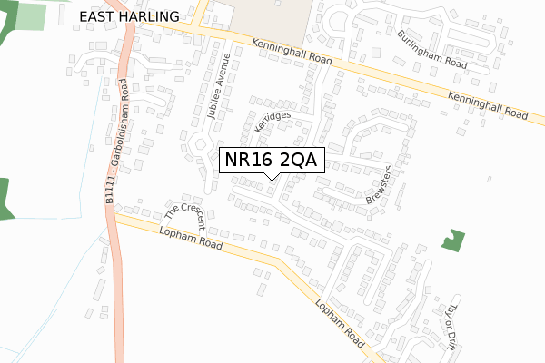 NR16 2QA map - large scale - OS Open Zoomstack (Ordnance Survey)