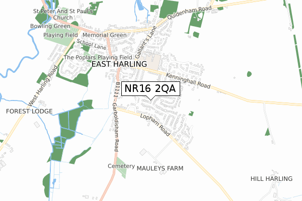 NR16 2QA map - small scale - OS Open Zoomstack (Ordnance Survey)