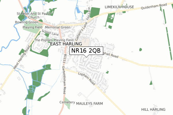 NR16 2QB map - small scale - OS Open Zoomstack (Ordnance Survey)