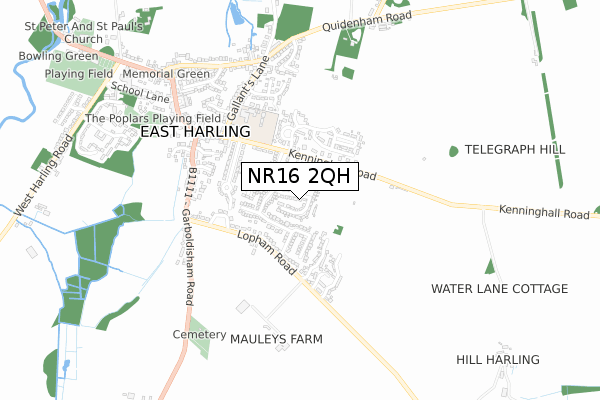 NR16 2QH map - small scale - OS Open Zoomstack (Ordnance Survey)