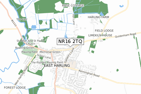 NR16 2TQ map - small scale - OS Open Zoomstack (Ordnance Survey)