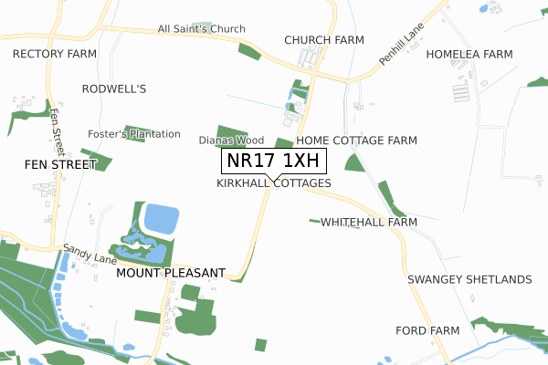 NR17 1XH map - small scale - OS Open Zoomstack (Ordnance Survey)