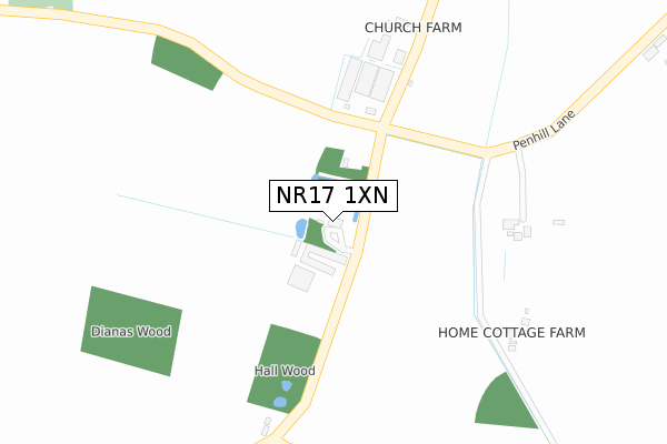 NR17 1XN map - large scale - OS Open Zoomstack (Ordnance Survey)