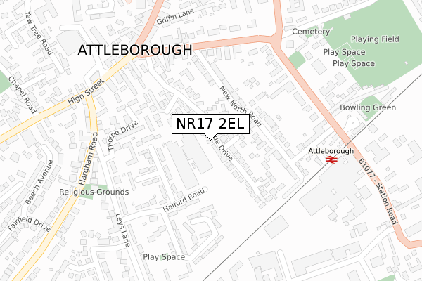 NR17 2EL map - large scale - OS Open Zoomstack (Ordnance Survey)