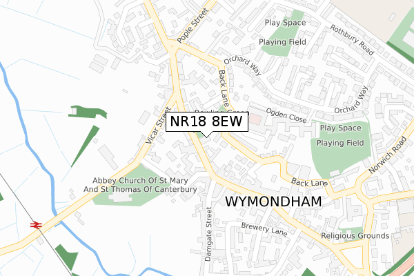 NR18 8EW map - large scale - OS Open Zoomstack (Ordnance Survey) NR18 8EW map - large scale - OS Open Zoomstack (Ordnance Survey)