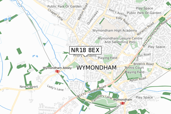 NR18 8EX map - small scale - OS Open Zoomstack (Ordnance Survey) NR18 8EX map - small scale - OS Open Zoomstack (Ordnance Survey)