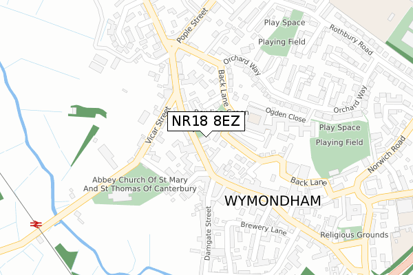 NR18 8EZ map - large scale - OS Open Zoomstack (Ordnance Survey) NR18 8EZ map - large scale - OS Open Zoomstack (Ordnance Survey)