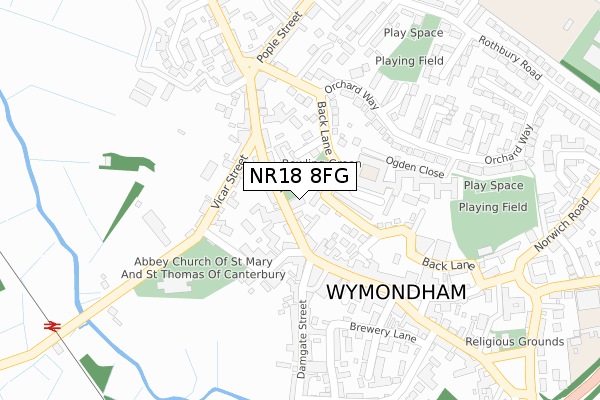 NR18 8FG map - large scale - OS Open Zoomstack (Ordnance Survey) NR18 8FG map - large scale - OS Open Zoomstack (Ordnance Survey)