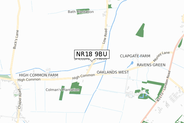 NR18 9BU map - small scale - OS Open Zoomstack (Ordnance Survey) NR18 9BU map - small scale - OS Open Zoomstack (Ordnance Survey)