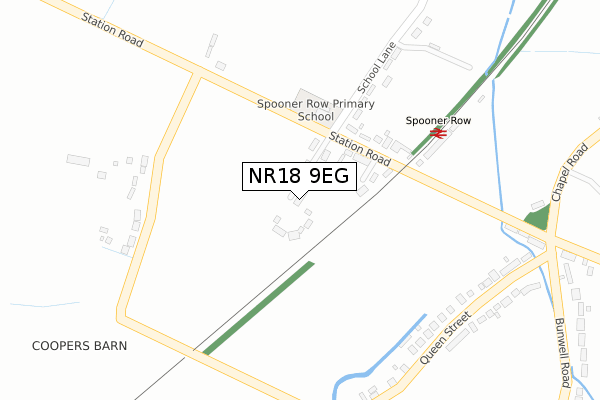 NR18 9EG map - large scale - OS Open Zoomstack (Ordnance Survey)