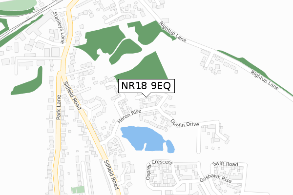 NR18 9EQ map - large scale - OS Open Zoomstack (Ordnance Survey)