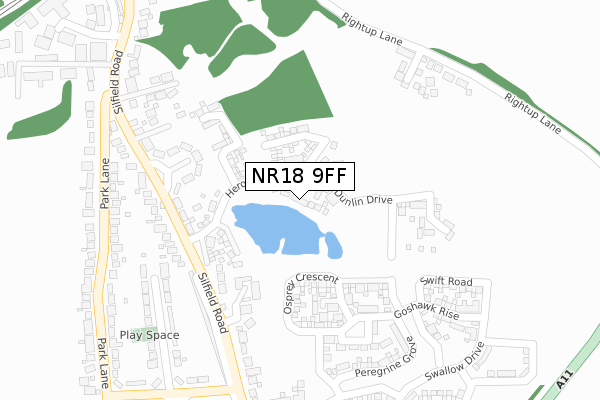 NR18 9FF map - large scale - OS Open Zoomstack (Ordnance Survey)