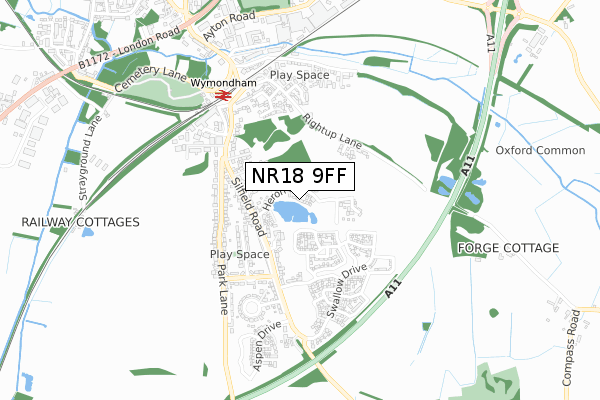 NR18 9FF map - small scale - OS Open Zoomstack (Ordnance Survey) NR18 9FF map - small scale - OS Open Zoomstack (Ordnance Survey)