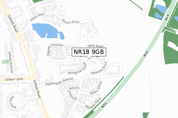 NR18 9GB map - large scale - OS Open Zoomstack (Ordnance Survey)