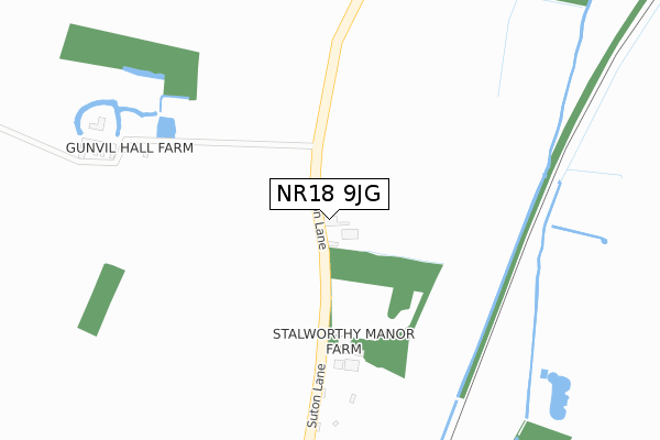 NR18 9JG map - large scale - OS Open Zoomstack (Ordnance Survey)