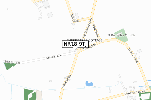 NR18 9TJ map - large scale - OS Open Zoomstack (Ordnance Survey)