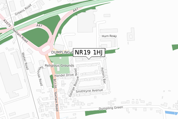 NR19 1HJ map - large scale - OS Open Zoomstack (Ordnance Survey)