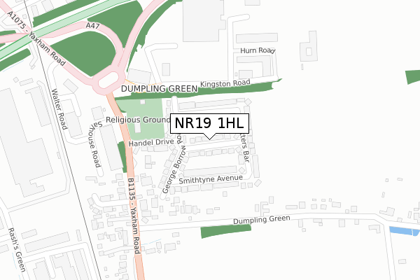 NR19 1HL map - large scale - OS Open Zoomstack (Ordnance Survey)