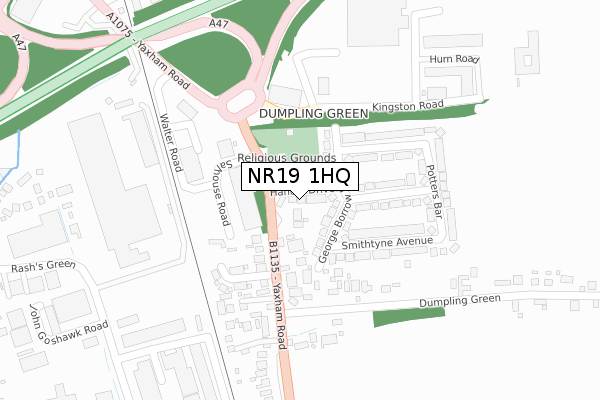 NR19 1HQ map - large scale - OS Open Zoomstack (Ordnance Survey)