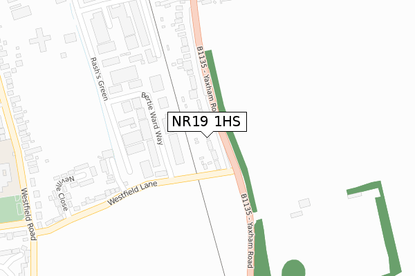 NR19 1HS map - large scale - OS Open Zoomstack (Ordnance Survey) NR19 1HS map - large scale - OS Open Zoomstack (Ordnance Survey)